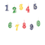Set of Numeral Candles 0 - 9 Multicolour Height 5.5 cm