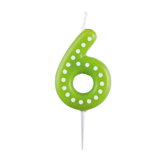 Numeral Candle 6 Dots & Stripes Height 6.5 cm