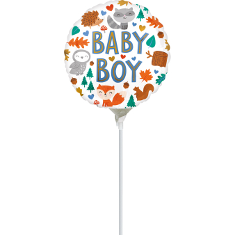 4" Mini Baby Boy Woodland Fun Foil Balloon A10 Airfilled 4"/10 cm 4" Mini Baby Boy Woodland Fun Foil Balloon A10 Airfilled 4"/10 cm