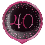 Standard Holographic Starlight Birthday Pink 40 Foil Balloon C55 Packaged 45 cm
