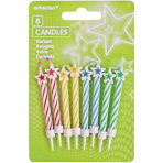 8 Spiral Candles with Star Assorted Height 6.3 cm