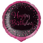 Standard Holographic Starlight Birthday Pink Happy Birthday Foil Balloon C55 Packaged 45cm