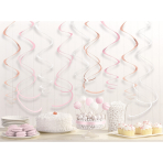 12 Swirl Decorations Rose Gold Blush Foil 55.8 cm