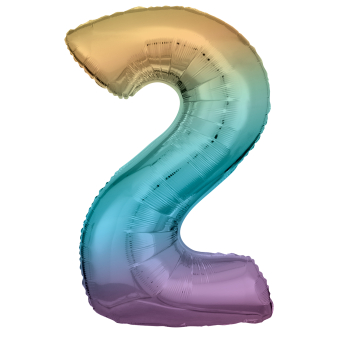 Large Number 2 Rainbow Pastel Foil Balloon N34 Packaged 92 cm x 57 cm Large Number 2 Rainbow Pastel Foil Balloon N34 Packaged 92 cm x 57 cm
