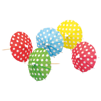 10 Picks Umbrellas Dotted Wood 10 cm