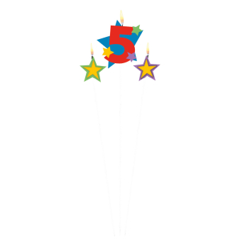 Numeral Candle 5 with 2 Star Candles Height 12.2/13.5 cm Numeral Candle 5 with 2 Star Candles Height 12.2/13.5 cm