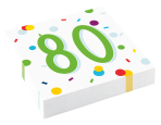 20 Napkins Confetti Birthday 80 33 x 33 cm