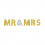 Letter Banner Wedding Decorations Glitter Mr. & Mrs. Paper 365 x 17.7 cm