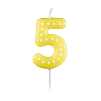 Numeral Candle 5 Dots & Stripes Height 6.5 cm
