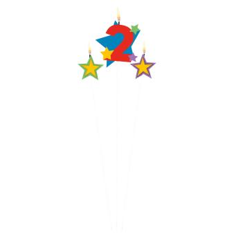Numeral Candle 2 with 2 Star Candles Height 12.2/13.5 cm Numeral Candle 2 with 2 Star Candles Height 12.2/13.5 cm