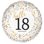 Standard - Hello 18 - GER Foil Balloon RP40 Packaged 45 cm