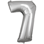 Large Number 7 Silver Foil Balloon N34 Packaged 84 cm x 57 c