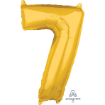 Mid Size Number 7 Gold Foil Balloon L26 Packaged 43cm x 66cm