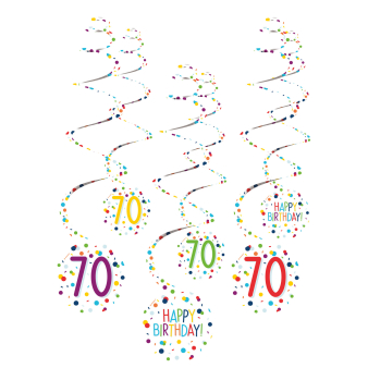 6 Swirl Decorations 70 Confetti Birthday Paper 61 cm 6 Swirl Decorations 70 Confetti Birthday Paper 61 cm