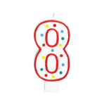 Number Candle Birthday 8 White & Dots Height 13.3 cm