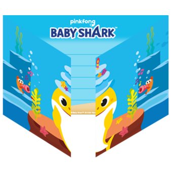 8 Invites and Envelopes Baby Shark Paper