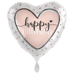 Standard Glossy Heart Birthday Foil Balloon PL40 Packaged 45 cm