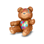 Multi Happy Birthday Bear Foil Balloon A75 Packaged 43 cm x 48 cm