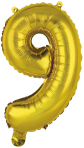 Mini Number 9 Gold Foil Balloon N16 Packaged 36 cm x 22 cm