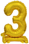 Mini Number 3 Gold Foil Balloon N16 Packaged 37 cm x 22 cm