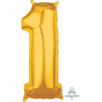 Mid Size Number 1 Gold Foil Balloon L26 Packaged 28cm x 66cm