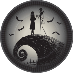 8 Plates Nightmare Before Christmas Round Paper 23 cm