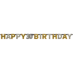 Letter Banner 30 Sparkling Celebration Gold Foil 213 x 16.2 cm