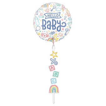 Jumbo Tail Airwalker Hello Baby Foil Balloon P70 packaged Jumbo Tail Airwalker Hello Baby Foil Balloon P70 packaged