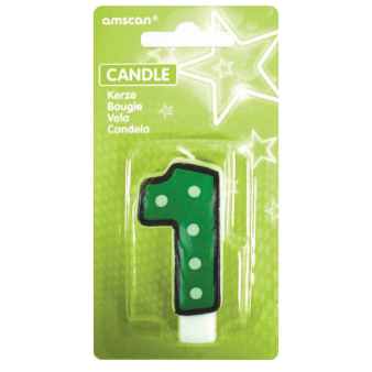 Numeral Candle 1 Dots & Black Border Height 7.6 cm Numeral Candle 1 Dots & Black Border Height 7.6 cm