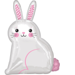 Junior Shape White Satin Bunny Foil Balloon S50 packaged 40 cm x 55 cm