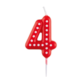Numeral Candle 4 Dots & Stripes Height 6.5 cm