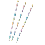12 Drinking Straws Pastel Rainbow Paper 19.7 cm