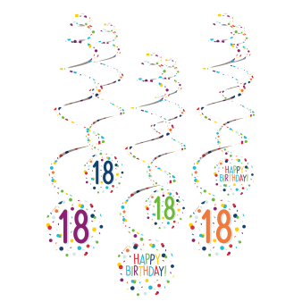 6 Swirl Decorations 18 Confetti Birthday Paper 61 cm 6 Swirl Decorations 18 Confetti Birthday Paper 61 cm