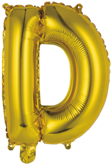 Mini Letter D Gold Foil Balloon N16 Packaged 33 cm x 26 cm