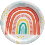 8 Plates Retro Rainbow Round Papier 23 cm