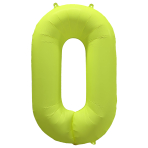 Large Number 0 Neon Yellow Foil Balloon N35 Packaged 34IN 86 cm x 70 cm