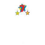 Numeral Candle 7 with 2 Star Candles Height 12.2/13.5 cm