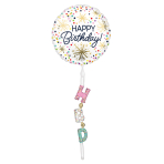 Jumbo Tail Airwalker HBD Confetti Foil Balloon P70 packaged