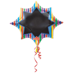 SuperShape Multi-Stripe Burst Black Board Foil Balloon P50 Packaged 88 cm x 73 cm