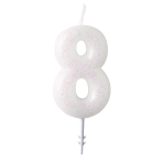 Numeral Candle 8 Glitter Height 6.5 cm