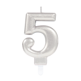 Number Candle 5 Sparkling Celebrations with Holder Silver Wax / Plastic Height 9.3 cm Number Candle 5 Sparkling Celebrations with Holder Silver Wax / Plastic Height 9.3 cm