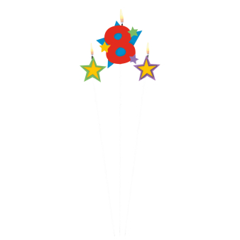 Numeral Candle 8 with 2 Star Candles Height 12.2/13.5 cm Numeral Candle 8 with 2 Star Candles Height 12.2/13.5 cm
