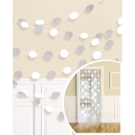 6 String Decorations Glitter Frosty White Foil 213 cm