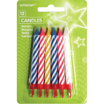 12 Spiral Candles Assorted Height 8.3 cm