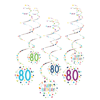 6 Swirl Decorations 80 Confetti Birthday Paper 61 cm 6 Swirl Decorations 80 Confetti Birthday Paper 61 cm