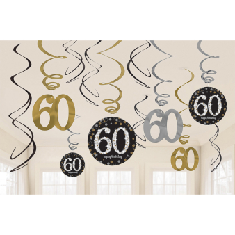 12 Swirl Decorations 60 Sparkling Celebration - Gold Foil / Paper 61 cm 12 Swirl Decorations 60 Sparkling Celebration - Gold Foil / Paper 61 cm