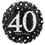 Standard Holographic Sparkling Birthday 40 Foil Balloon C55 Packaged 43 cm