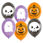 6 Latex Balloons 1c 2s 9" Hallo-ween Friends
