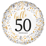 Standard - Hello 50 - GER Foil Balloon RP40 Packaged 45 cm