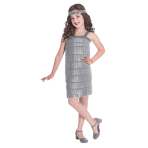 Children's Costume Silver Flapper Dress 8-10 yrs